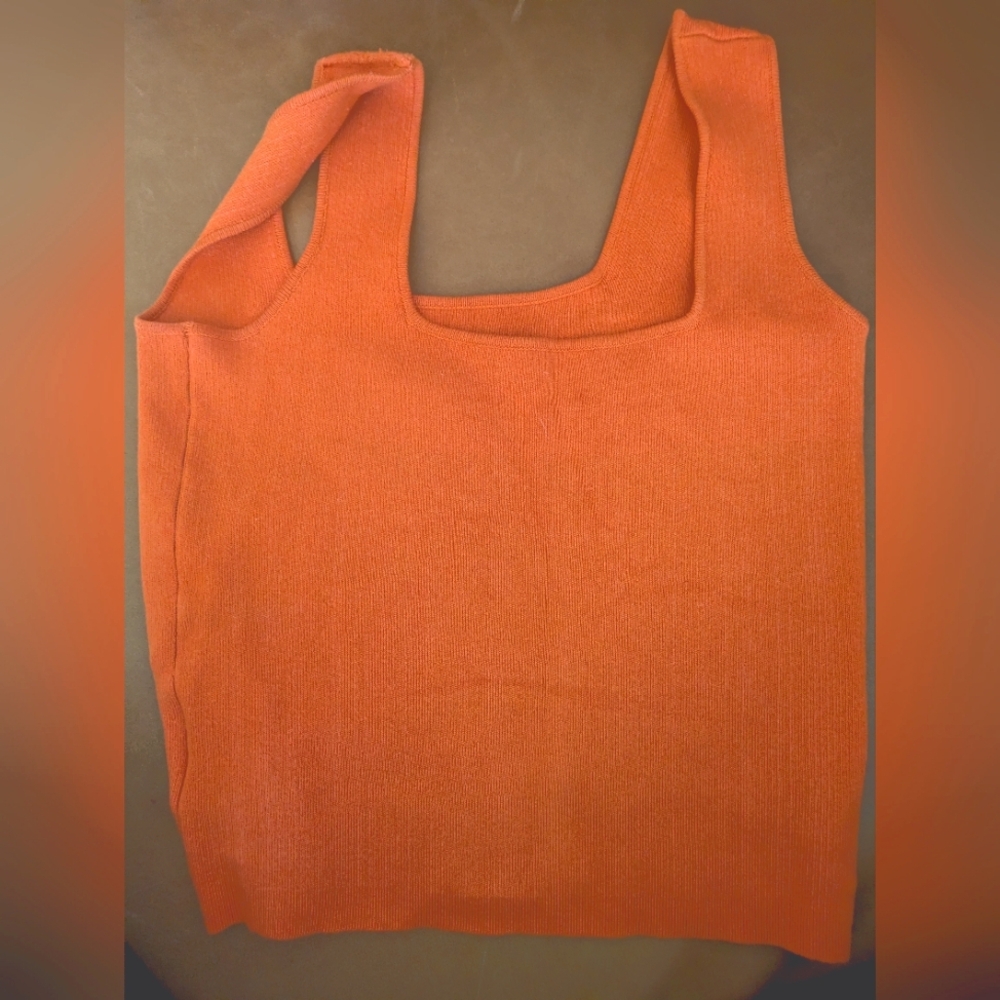 Crop square neck tank in orange by Simple Retro - sz small